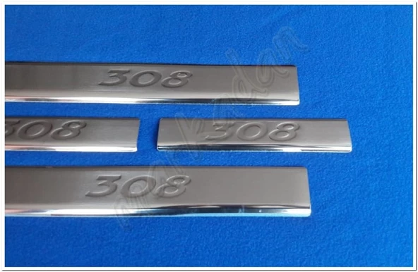 Peugeot 308 Krom Kapı Eşiği Baskı 2007-2013 4 Parça Paslanmaz Çelik - Resim 3
