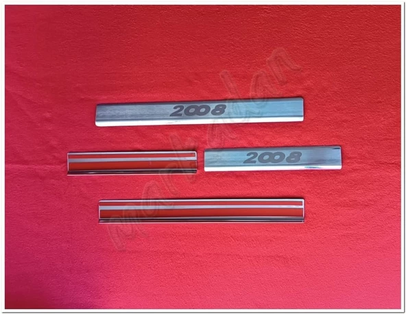 DB Chrome Peugeot 2008 Krom Kapı Eşiği Lazer 2020 Sonrası 4 Parça P.Çelik - Resim 2