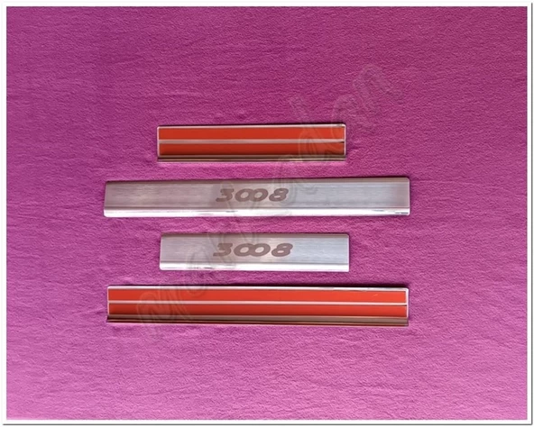 WOC Chrome Peugeot 3008 Krom Kapı Eşiği Lazer 2016-2024 4 Parça Paslanmaz Çelik - Resim 2