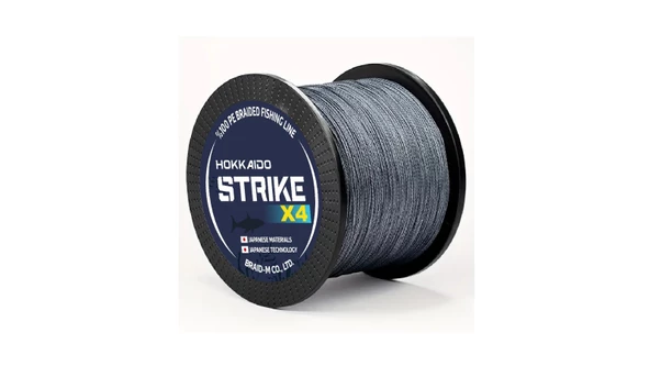 Hokkaido STRIKE 0.20 Mm X4-4 Katlı 500 Metre,9.1 kg Çeker ,Gri Renkli İp,örgü,ipek Misina