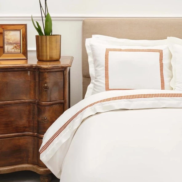 Karaca Home White Colllection Azure Hardal Çift Kişilik Percale Nevresim Takımı - 3