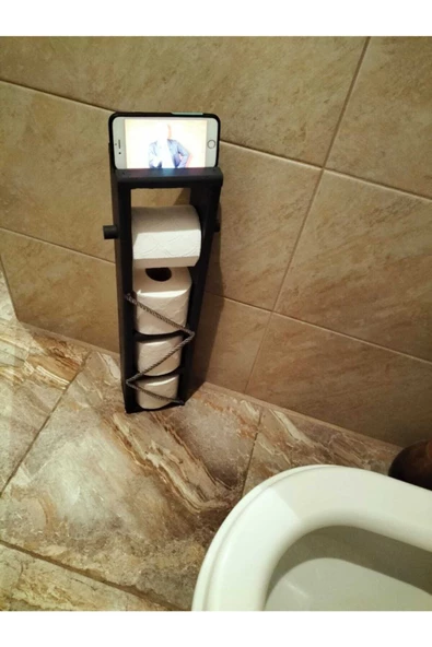 Ahşap Wc Kağıtlık Tuvalet Tuvalet Kağıtlığı Telefon Tutucu Standı Özellikli - 4