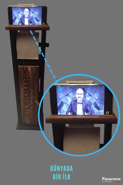 Ahşap Wc Kağıtlık Tuvalet Telefon Tutucu Standı Özellikli Banyo Kağıtlık - 2