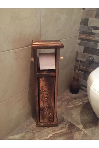 Ahşap wc Kağıtlık Tuvalet Telefon Tutucu Standı Özellikli Banyo Kağıtlık - 5