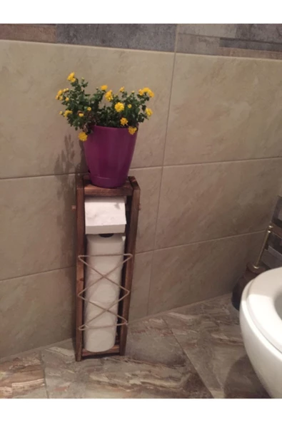 Ahşap Wc Kağıtlık Tuvalet Tuvalet Kağıtlığı Telefon Çiçek Standı Özellikli - 3