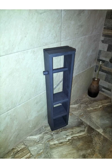 Ahşap Wc Kağıtlık Tuvalet Tuvalet Kağıtlığı Telefon Tutucu Standı Özellikli - 5