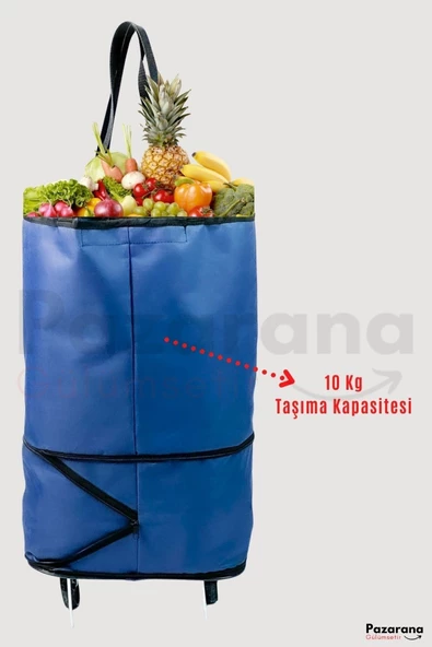 Pazar Arabası Tekerlekli Pazar Çantası Çok Amaçlı Çanta Katlanır Market Çarşı Arabası - 3