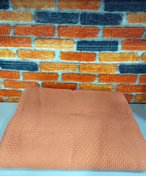 Şaheser %100 Pamuk Çift Kişilik Pike 240x220 (Tek Pike)-Portakal - 2