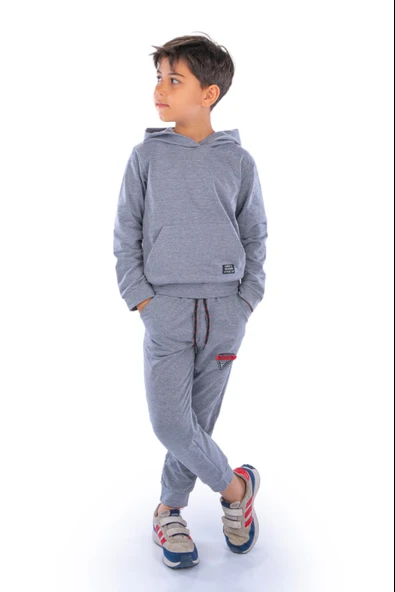 New Design Kanguru Cepli Kapüşonlu Çocuk Eşofman MNK10073 - 2