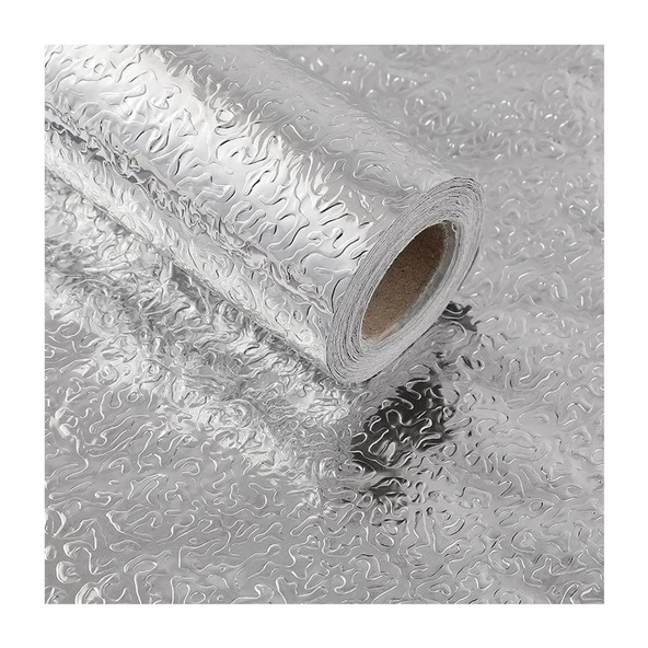 Duvar Kağıdı Rulo Gümüş Alüminyum Folyo Kendinden Yapışkanlı Raf İçi, Su Geçirmez Folyo 2m x 60cm