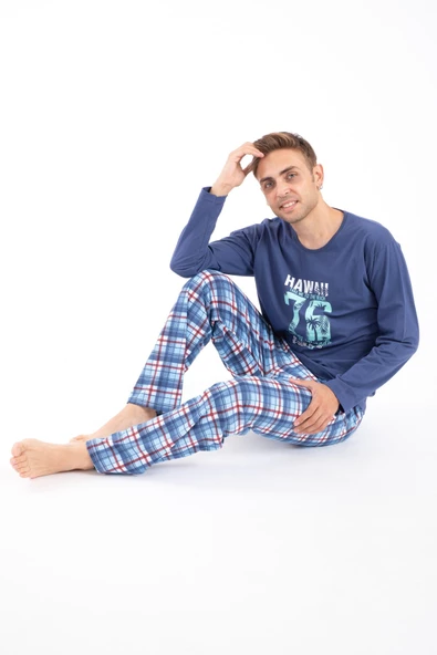 Erkek Baskılı Pijama Takımı Uzun Kollu 2170