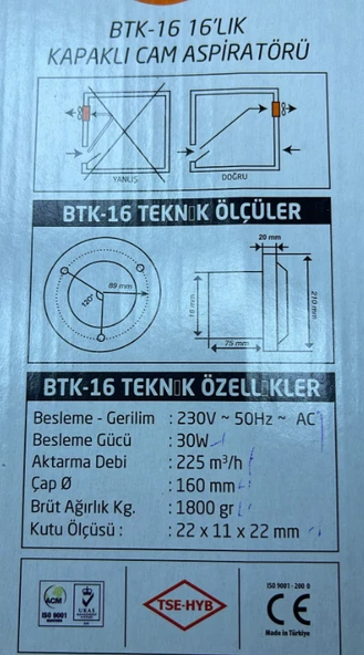 NİSA LUCE 16'lık Saç Gövde Kapaklı Aspiratörü 30W - 2
