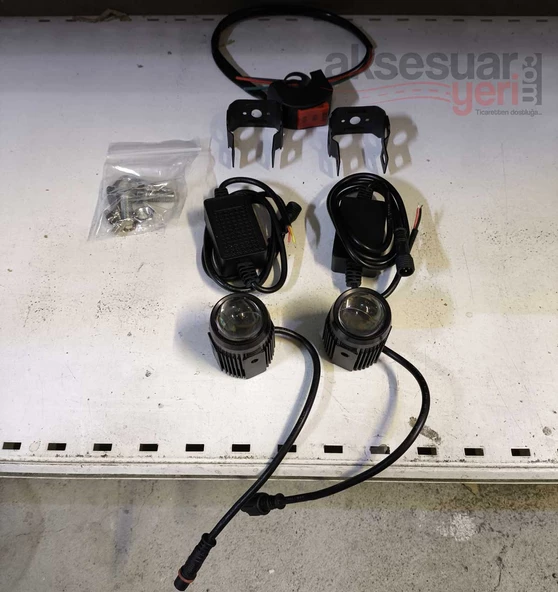 Sym Jet x 125 Motosiklet Sis Farı - Mercekli 2 Renkli Beyaz ve Sarı Led Far - 7