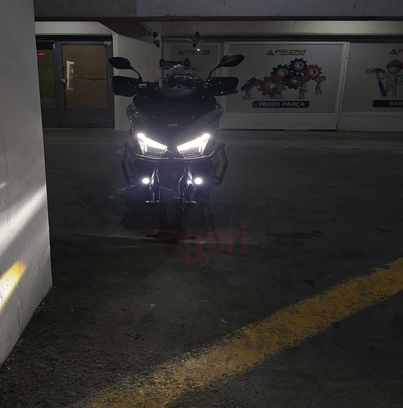 Sym Jet x 125 Motosiklet Sis Farı - Mercekli 2 Renkli Beyaz ve Sarı Led Far - 2