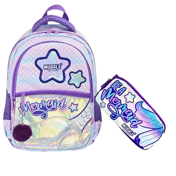 Muggle 3 Bölmeli Mermaid Okul Sırt Çantası + Kalemlik