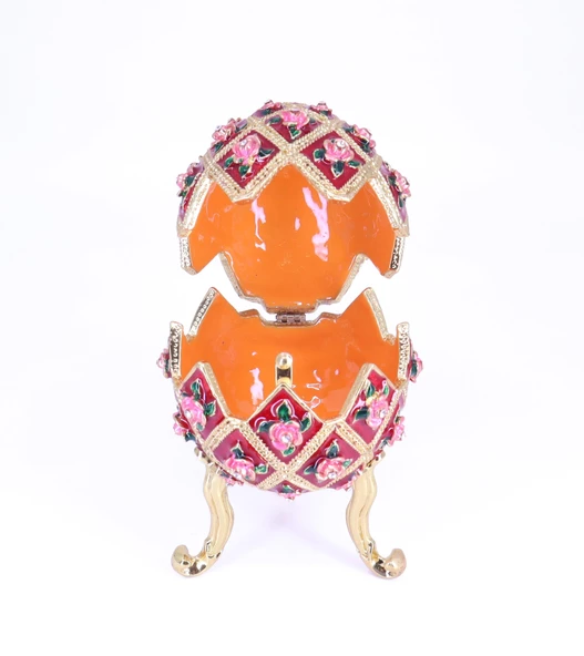 Swarowski Taşlı Dekoratif Yumurta Mücevher/Takı Kutusu - Kırmızı - 3