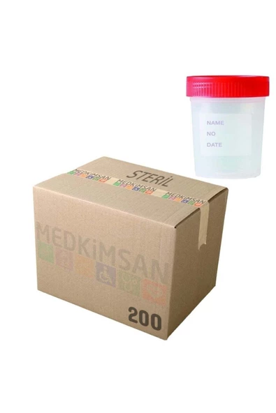 MEDKİMSAN,Numune Kabı 250 Ml | 200 Adet | Steril Poşetli Numune Saklama Kabı