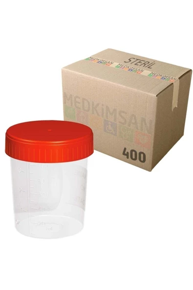 MEDKİMSAN,Numune Kabı 100 ml 400 Adet Steril Poşetli Numune Saklama Kabı