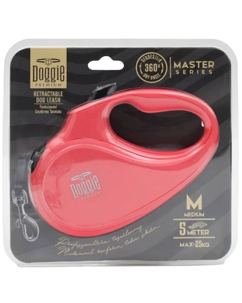 Doggie Otomatik Köpek Tasması Master M 25 kg 5 mt Pembe