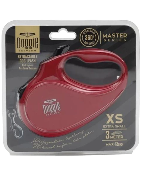 Doggie Otomatik Köpek Tasması Master XS 12 kg 3 mt Kırmızı