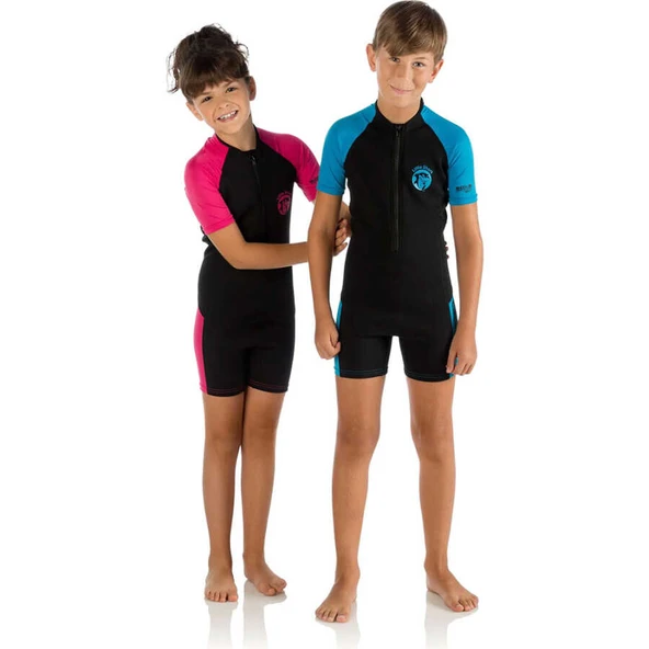 Cressi Little Shark Junior Shorty Dalış Elbisesi  BLACK / LIME 2MM - 11/12 YAŞ