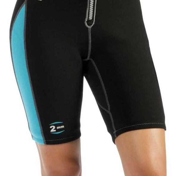 Cressi Lido Lady Shorty Dalış Elbisesi 2MM - XS BLACK - AQUAMARINE - 5