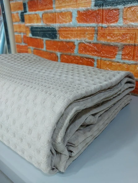 Şaheser %100 Pamuk Çift Kişilik Pike 240x220 (Tek Pike)-Sütlü Kahve - 2