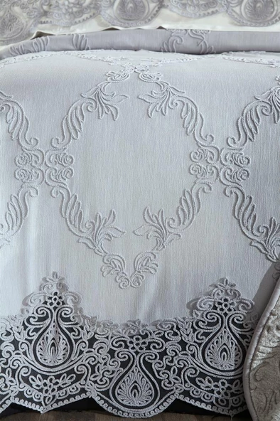 Çeyiz Diyarı Sahra 10 Parça Battaniyeli Çeyiz Seti Gri - Resim 3