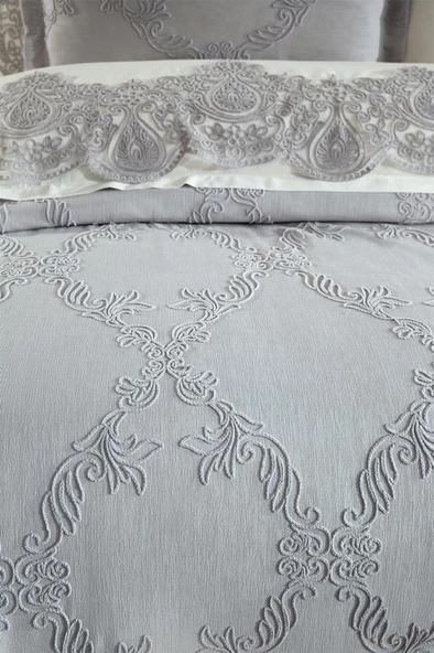 Çeyiz Diyarı Sahra 10 Parça Battaniyeli Çeyiz Seti Gri - Resim 6