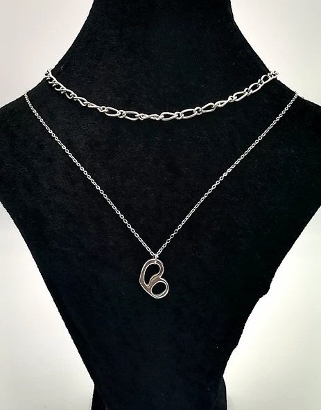 Gümüş Renk Zincirli Figürlü Karamaz Lüks Kolye ürün görseli 1