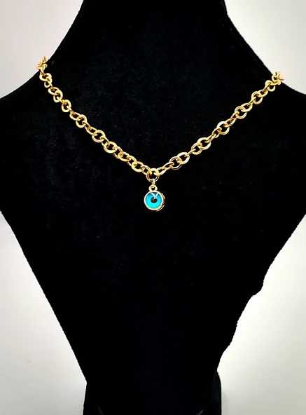 Gold Renk Zincir Figürlü Kararmaz Özel Tasarım Kolye ürün görseli 1