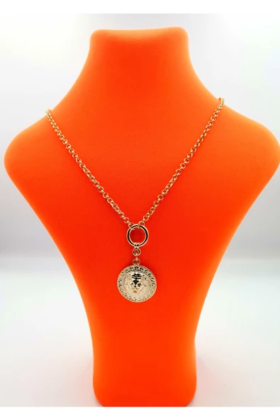 Gold Renk Zincir Figürlü Kararmaz Özel Tasarım Kolye ürün görseli 1