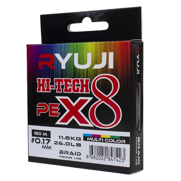 Ryuji Hi-Tech X8 150m 0.13mm Multi Color İp Misina  Standart 0.17