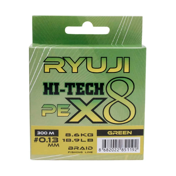 Ryuji Hi-Tech X8 300m Green İp Misina  Standart 0.15mm - 2
