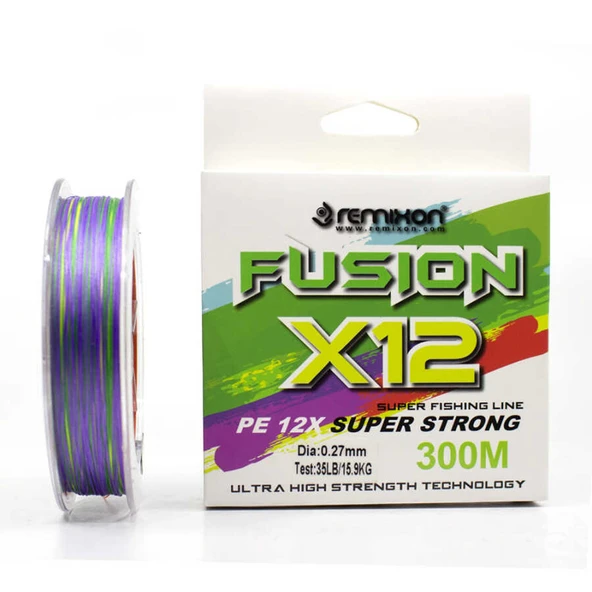 Remixon Fusion 300m X12 Multi Color İp Misina  Standart 0.27mm
