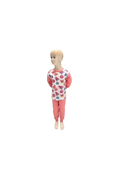 KIZ ÇOCUK KEDİ DESEN PİJAMA TAKIM 6/11 YAŞ