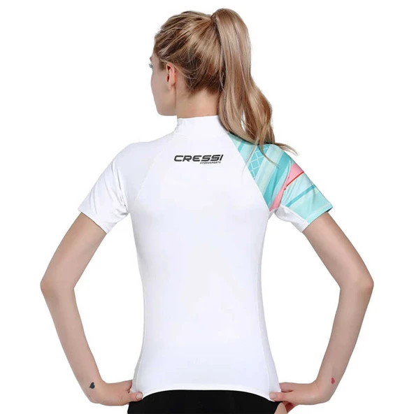 Cressi Shield Rash Guard Lady T-Shirt  L - NO:4 WHITE - AQUAMARINE - Resim 3