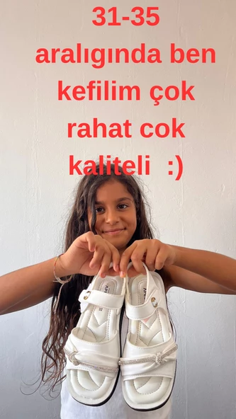 KOD 3604 Üst Kalite Taşlı Cilt Kız Çocuk Sandalet