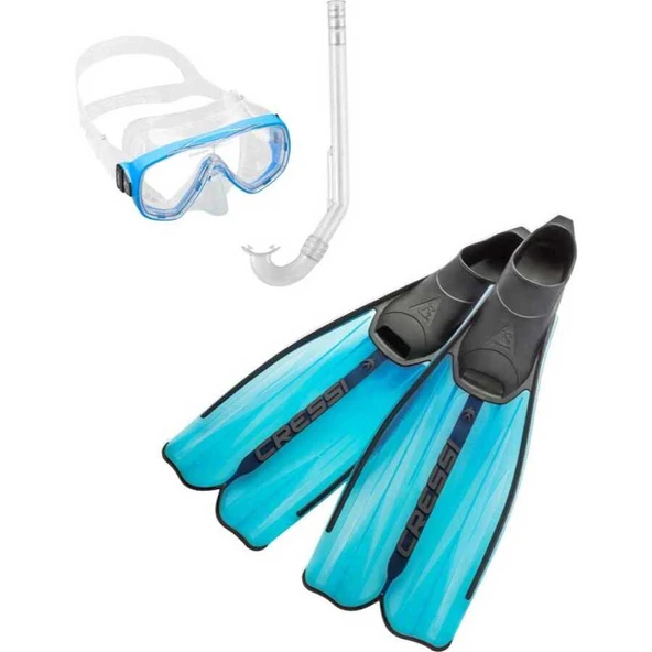 Cressi Rondinella Palet Maske Şnorkel Seti  AQUAMARINE NO:33-34 - 1