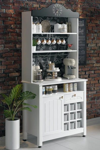 Kahve Köşesi, Kapaklı Ve Çekmeceli, Bardaklık Bölmeli Çok Amaçlı Dolap