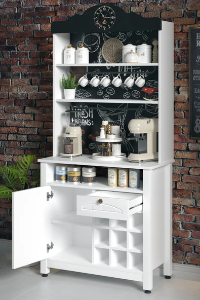 Kahve Köşesi, Kapaklı Ve Çekmeceli, Bardaklık Bölmeli Çok Amaçlı Dolap - 3