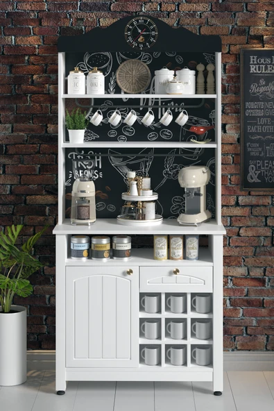 Kahve Köşesi, Kapaklı Ve Çekmeceli, Bardaklık Bölmeli Çok Amaçlı Dolap - 2