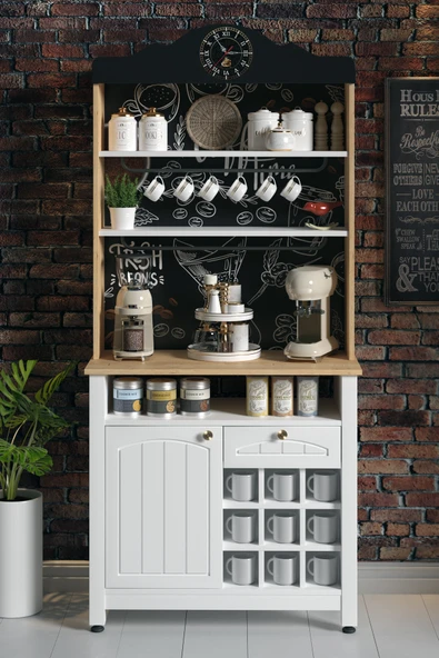 Kahve Köşesi, Kapaklı Ve Çekmeceli, Bardaklık Bölmeli Çok Amaçlı Dolap - 2