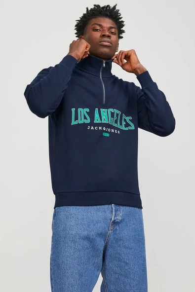 Jack & Jones 12257392 Originals Jorbradley Cedric Sweat Half Z. Gbs23 Ln Erkek Sweatshirt