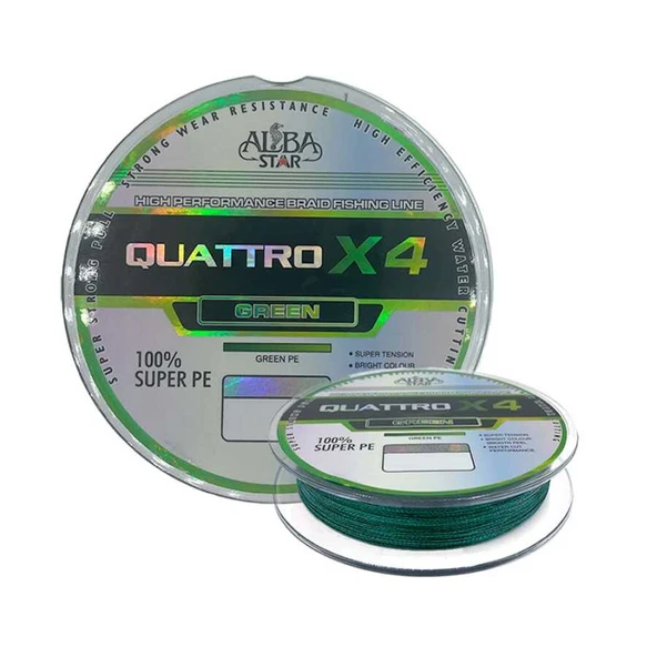 Albastar Quattro 4x İp Misina  GREEN 0.32MM - 150M - 27.00KG ürün görseli 1