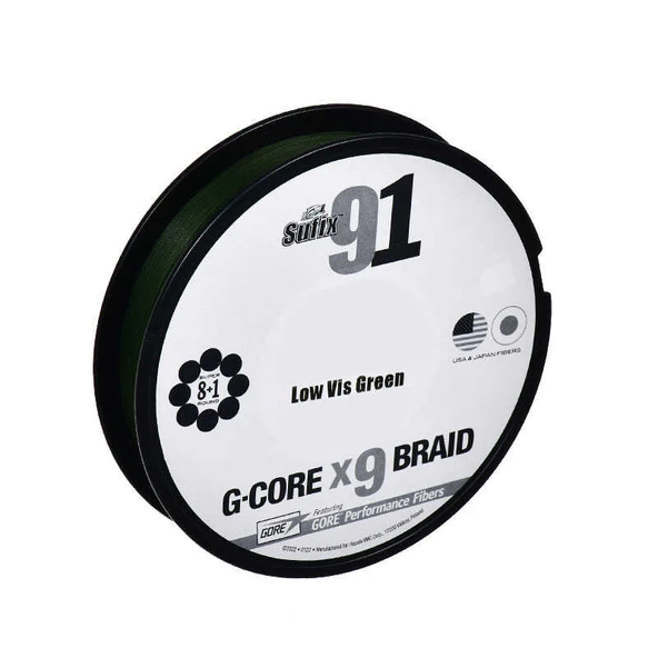 Sufix 91 G-Core x9 İp Misina  LOW VIS GREEN 0.205MM - 150M - 11.3KG - Resim 2