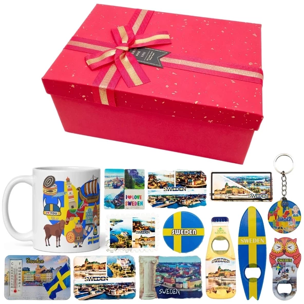 İsveç Hediye Kutusu 10 Parça Kupa Magnet Anahtarlık Kutu ürün görseli 1
