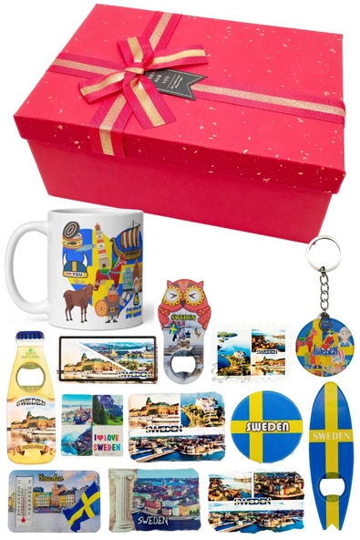 İsveç Hediye Kutusu 10 Parça Kupa Magnet Anahtarlık Kutu - Resim 5