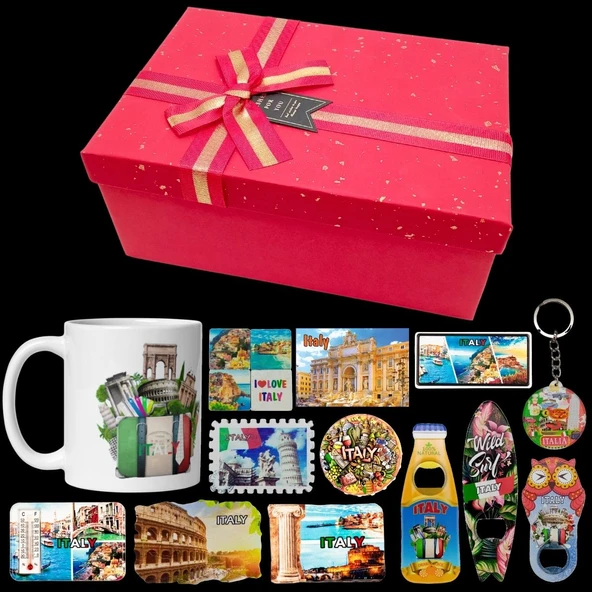 İtalya Hediye Kutusu 10 Parça Kupa Magnet Anahtarlık Kutu - Resim 2