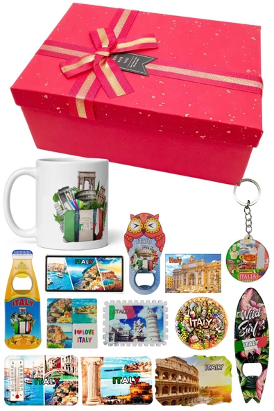 İtalya Hediye Kutusu 10 Parça Kupa Magnet Anahtarlık Kutu - Resim 5
